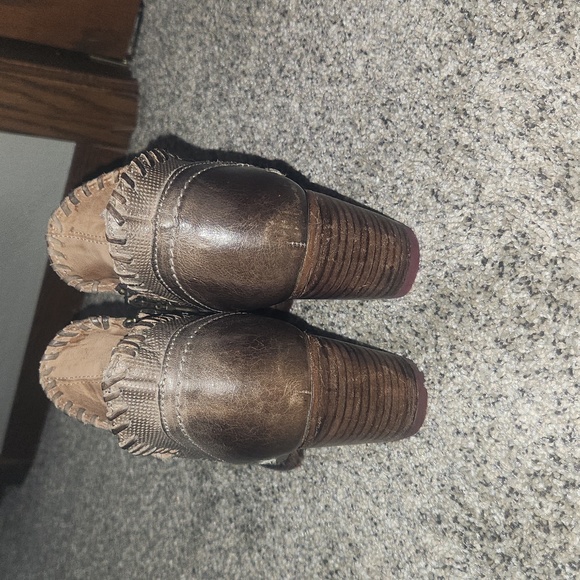 Bed Stu Cobbler Carla Taupe Heeled Zip Up Ankle Booties 8.5 - Picture 4 of 4